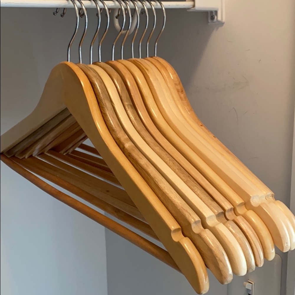 Set of 10 natural wooden hangers